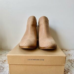 Lucky Brand Tan Ankle Booties with Perforated Design